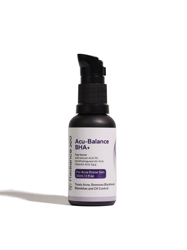 Acu-Balance BHA+ serum bottle on a white background