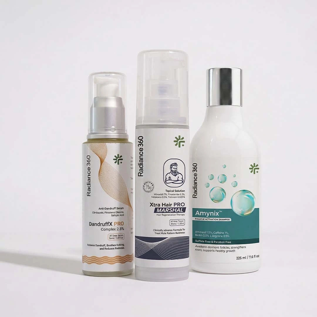 Three hair care products from Radiance 360 on a white background