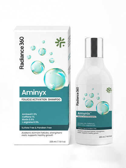 Aminyx Follicle Activation Shampoo with packaging on a white background