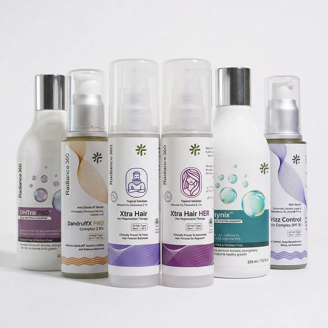 Set of hair care products with labels on a white background