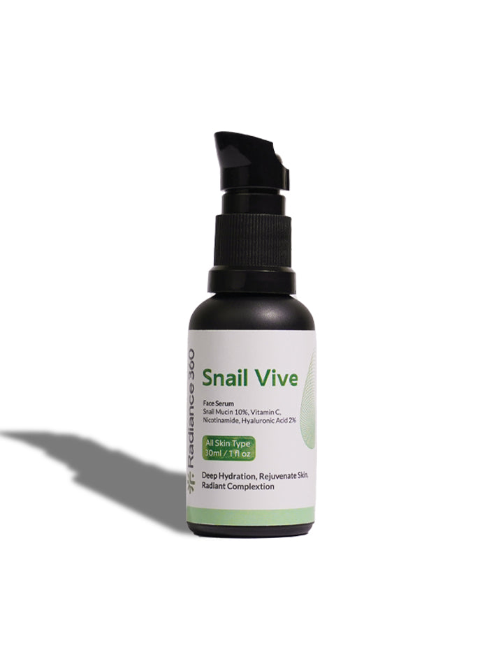 Snail Vive face serum bottle on a white background