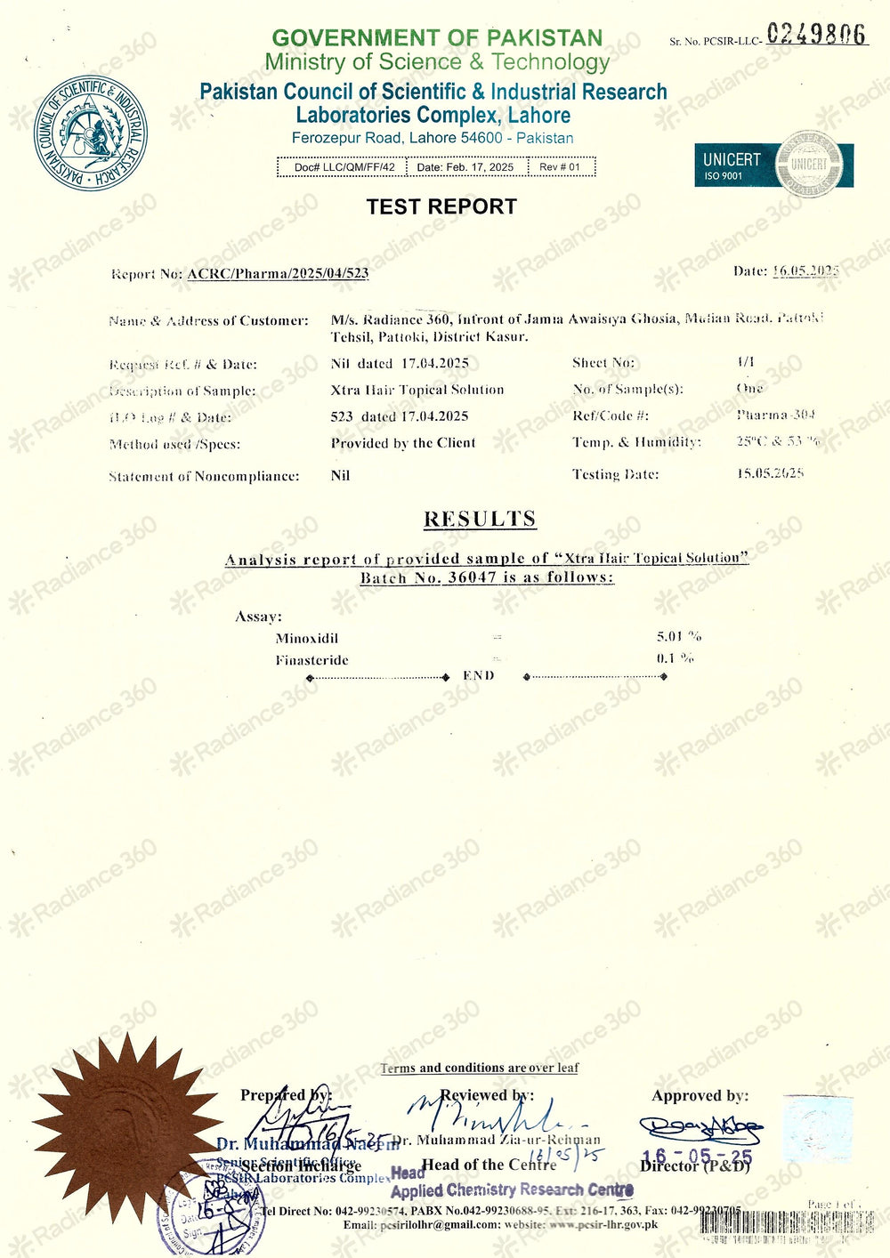 PCSIR Certification Document